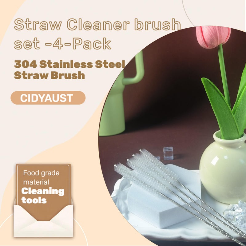 CIDYAUST ClDYAUST Straw Cleaner Brush for Stanley Cup, Straw Cleaning Brush by 304 Stainless Steel and Nylon Bristles, Straw Brush for Baby Bottles, Glass/Silicone Straws or Hummingbird Feeders. - Image 4