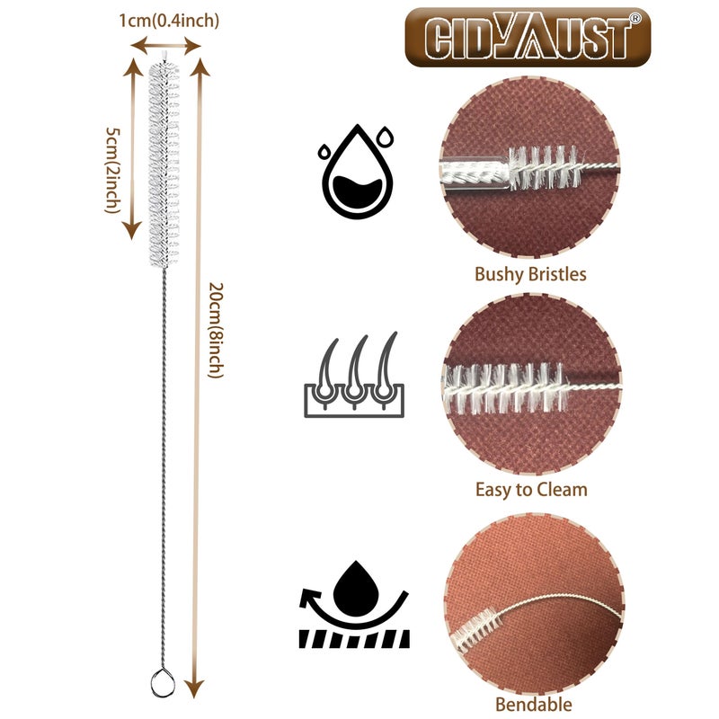 CIDYAUST ClDYAUST Straw Cleaner Brush for Stanley Cup, Straw Cleaning Brush by 304 Stainless Steel and Nylon Bristles, Straw Brush for Baby Bottles, Glass/Silicone Straws or Hummingbird Feeders. - Image 2