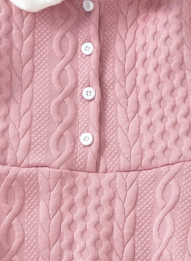 Take Two Girls Pink Cable Knit Long Sleeve Dress
