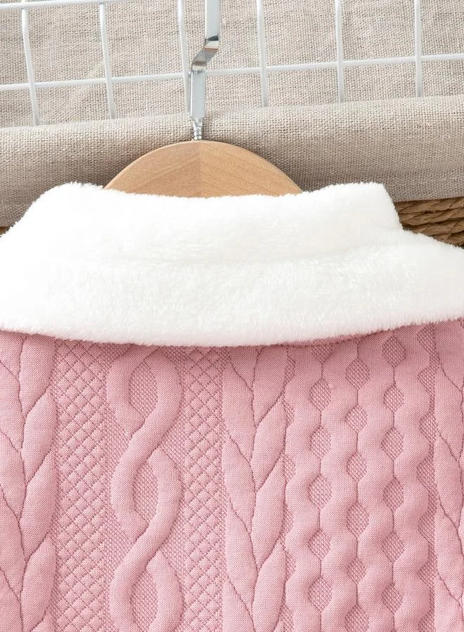 Take Two Girls Pink Cable Knit Long Sleeve Dress