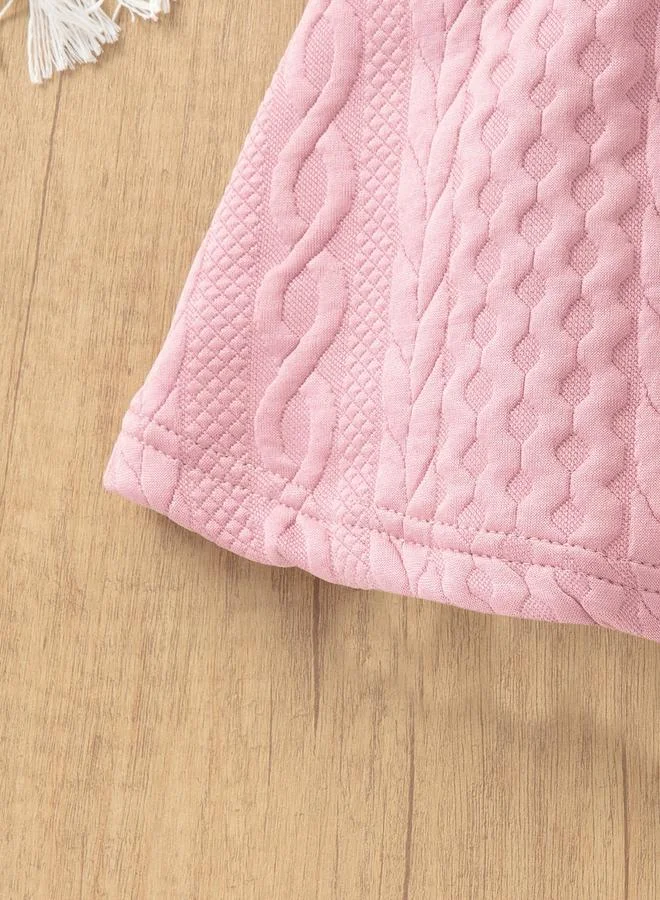Take Two Girls Pink Cable Knit Long Sleeve Dress
