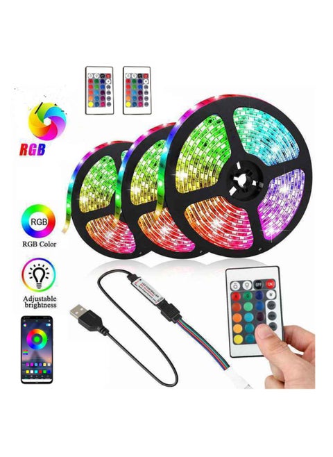 3 قطع 5 متر شريط إضاءة ذكي RGB تطبيق وجهاز تحكم عن بعد حبل ملون الإضاءة 15 متر لديكور المنزل والمطبخ وغرفة النوم والفندق وبار خارجي وديكور سطح المكتب ومصابيح خلفية LED للتلفزيون الذكي