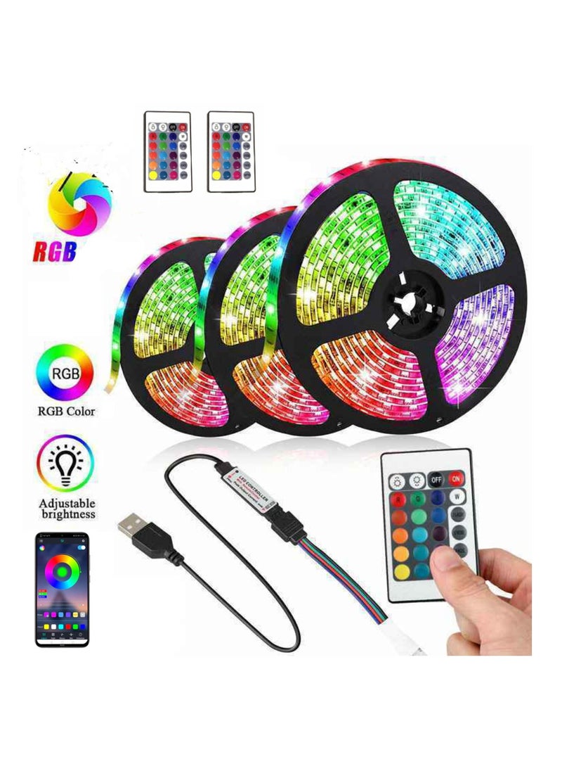 Yuwell 3 Pcs 5M Smart LED Strip Light RGB App And Remote Control Colorful Rope Lighting 15M For Home Decor Kitchen Bedroom Hotel Outdoor Bar Garden And Desktop Decoration Smart TV LED Backlights  - Image 1