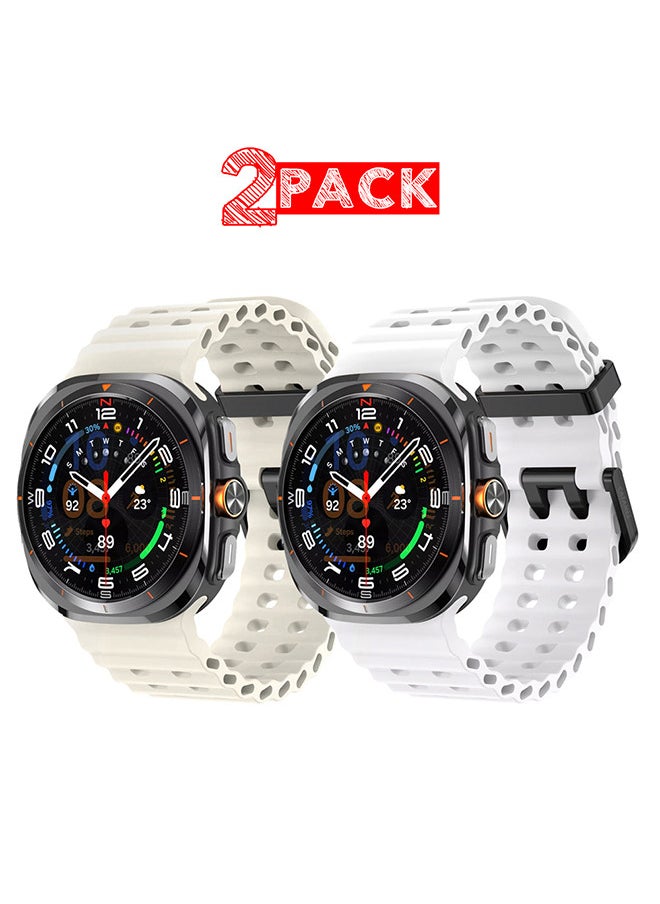 CATANES - (for Samsung Galaxy Watch 7 Ultra) 2 Pack Silicone Band Soft Ocean Silicone Sport Strap Replacement Accessory - Image 1