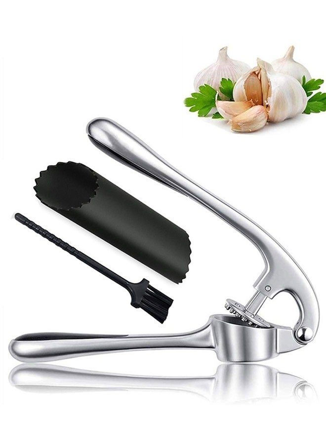 وهاواي Garlic Press with Silicone Peeler & Brush, Premium Garlic Mincer Tool with Ergonomic handle, Ginger Crusher with Good Grip, Easy to Use & Clean , Dishwasher Safe  - Image 1