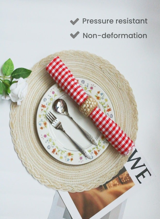 Natural flax/linen plaid 4-pieces set of Napkin Rings, pure Handmade , Extrusion-resistant, Pressure-resistant, Non-deformation, for table Decoration,Family daily life, Birthday party, Wedding,Western restaurant , Hotel decoration, Gifts  - Image 3