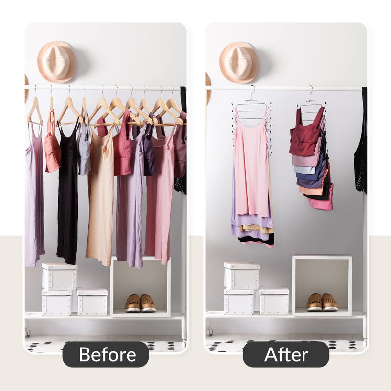 ZEDODIER 2 Pack Tank Top Hanger Space Saving, Bra Hangers for Closet Organizer, Hanging Bra Organizer Tank Tops Holder with 16 Hooks, Metal Closet Organizers and Storage Small Space Solutions, Silver - Image 2