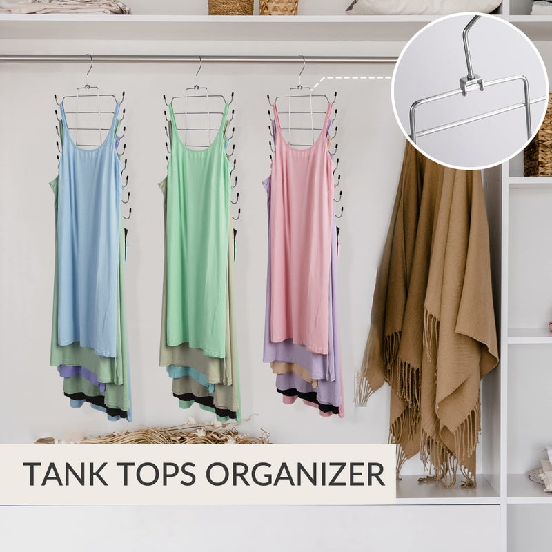 ZEDODIER 2 Pack Tank Top Hanger Space Saving, Bra Hangers for Closet Organizer, Hanging Bra Organizer Tank Tops Holder with 16 Hooks, Metal Closet Organizers and Storage Small Space Solutions, Silver - Image 4