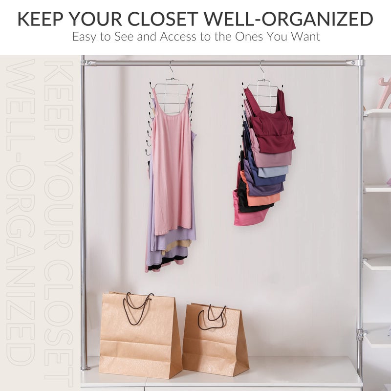 ZEDODIER 2 Pack Tank Top Hanger Space Saving, Bra Hangers for Closet Organizer, Hanging Bra Organizer Tank Tops Holder with 16 Hooks, Metal Closet Organizers and Storage Small Space Solutions, Silver - Image 5