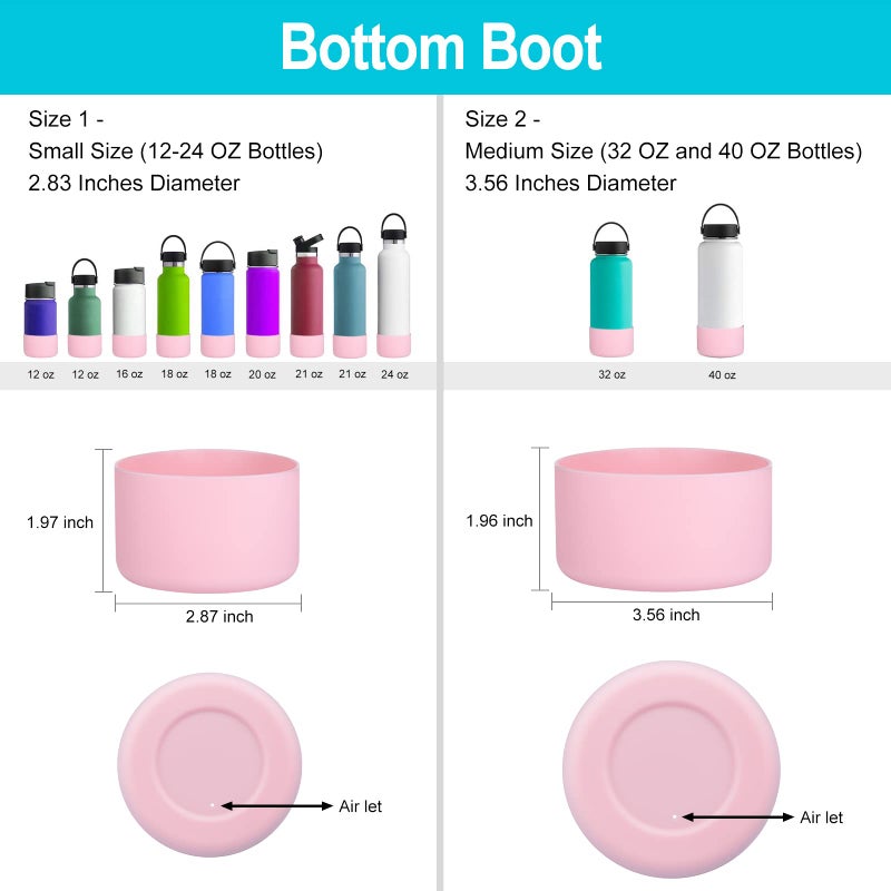 DBIW Silicone Boot for Hydroflask 12 16 18 20 21 24 OZ Water Bottle, Bottom Boots Protector Bumper for 30 40 OZ Stanley Cup, Accessories Anti-slip, Protective Sleeve Tumbler Cover, Light Pink - Image 2