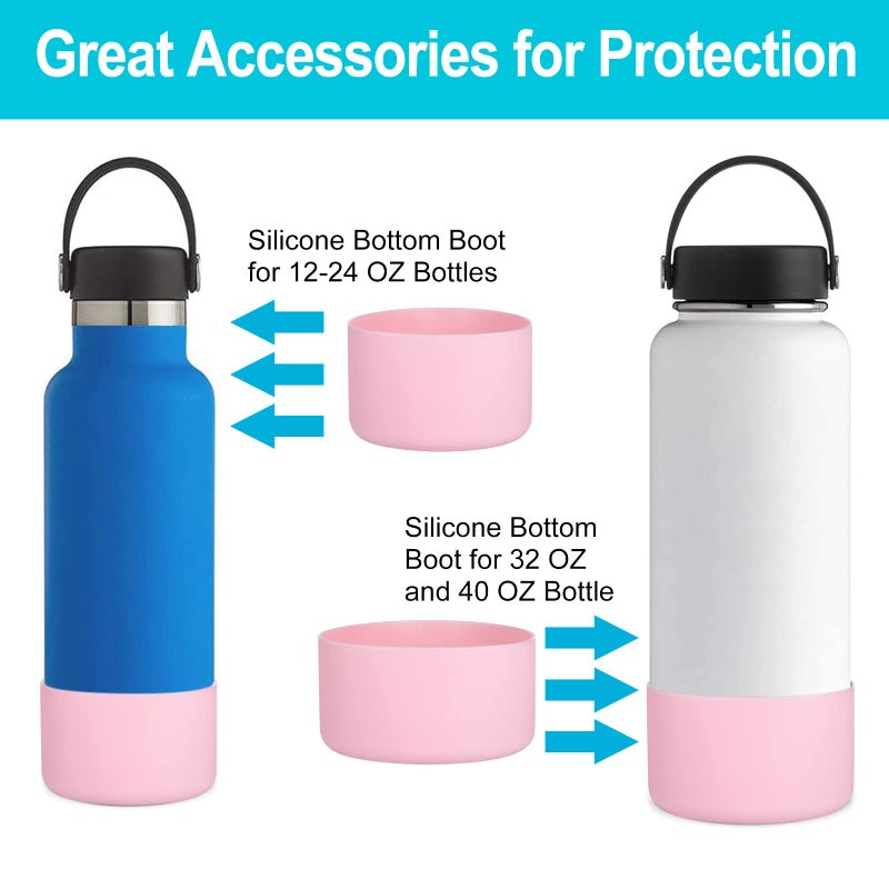 DBIW Silicone Boot for Hydroflask 12 16 18 20 21 24 OZ Water Bottle, Bottom Boots Protector Bumper for 30 40 OZ Stanley Cup, Accessories Anti-slip, Protective Sleeve Tumbler Cover, Light Pink - Image 3