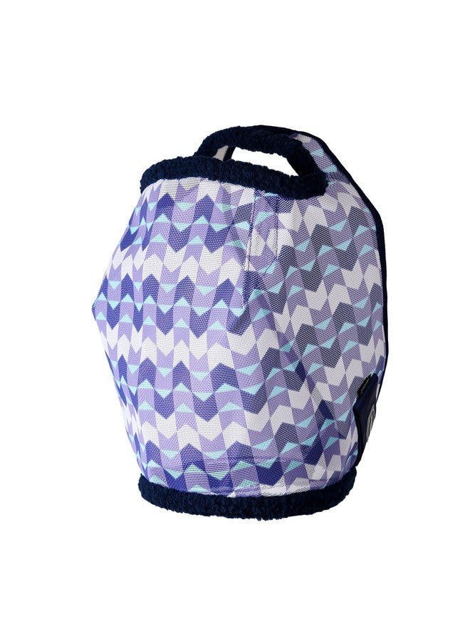 Tackmore Printed Mesh Horse Fly Mask with Fleece Padding - Breathable Anti-Rub Design, UV Protection, Adjustable Fit for Turnout & Pasture-Purple Waves S - Image 2