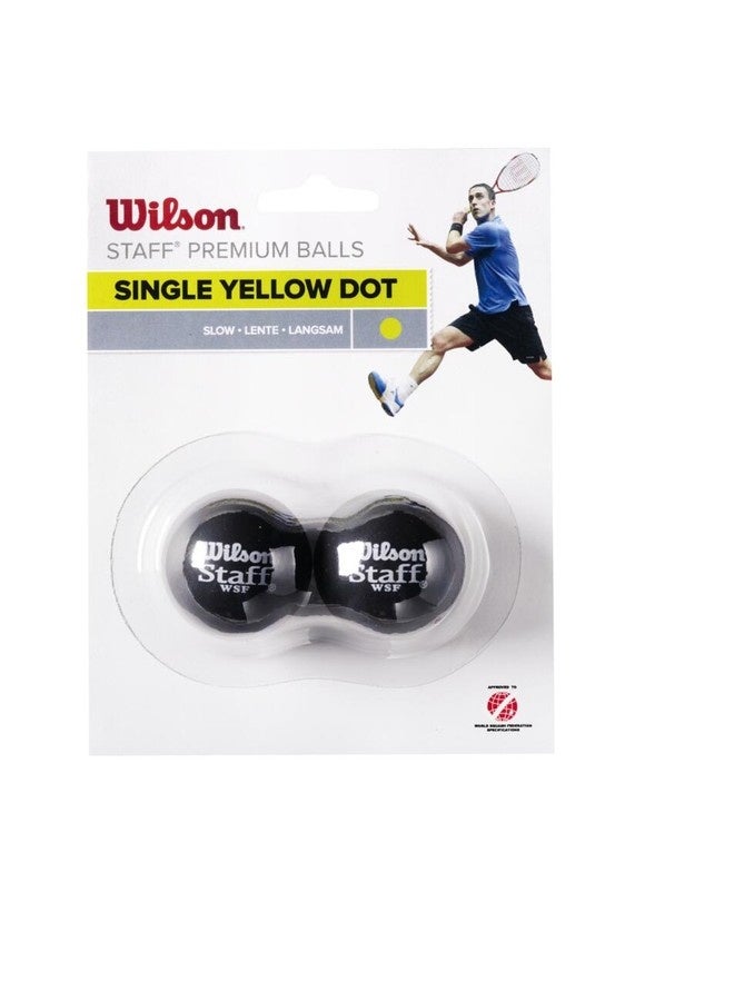 Wilson Staff Squash Balls, Pack of 2 - 1 yellow dot (advanced level) - Image 1