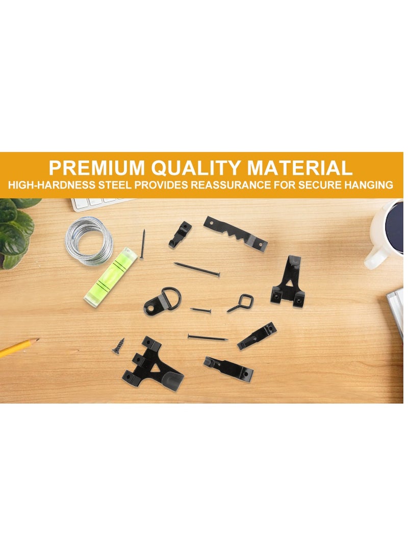 ZFHDBM 303Pcs Picture Hanging Kit, Picture Hangers Assorted Kit with Heavy Duty Picture Hanging Hooks/Hardware Nails/Sawtooth/Wire/D Rings/Level, Metal Picture Wall Hooks for Frame Canvas Mounting - Image 4