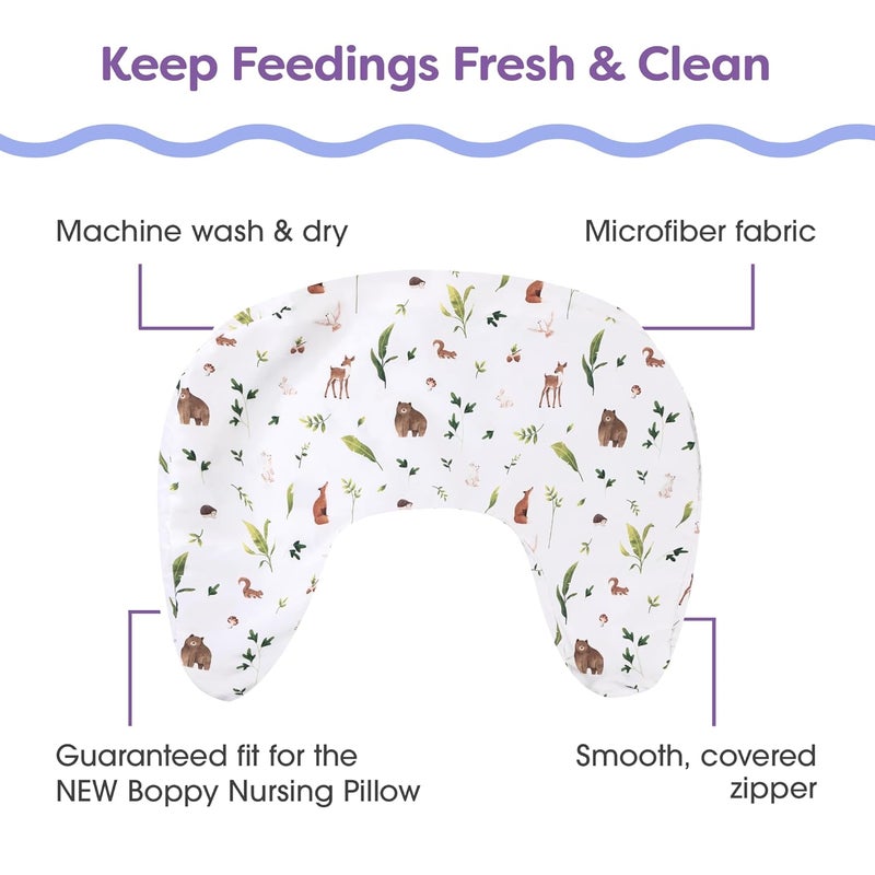 Boppy Nursing Pillow Cover  Soft Hypoallergenic Washable Microfiber Bottle  Breastfeeding Pillow Covers Redesigned Feeding Pillow Sold Separately  Neutral Plants and Animals - Image 3