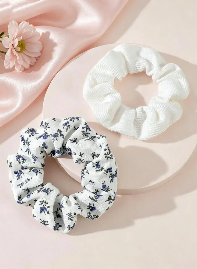 تايك تو Set of 2 - Floral Print Hair Scrunchies