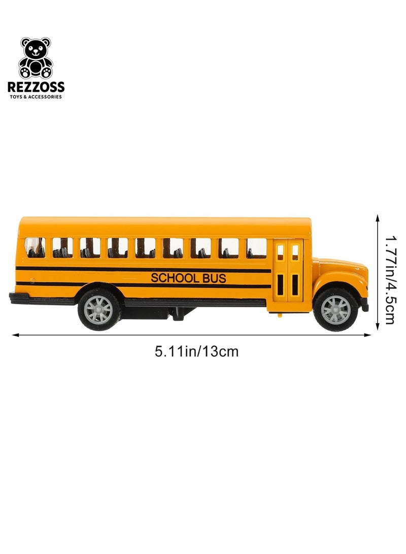 REZZOSS School Bus Toy for Kids 13cm Large Yellow – Classic Die-Cast Metal Pull Back Vehicle | Authentic American Style Bus with Stop Sign | Educational Friction Powered Car Toy | Best Birthday Eid Ramadan Christmas Gift for Toddlers, Boys & Girls Ages 3+ - Image 3