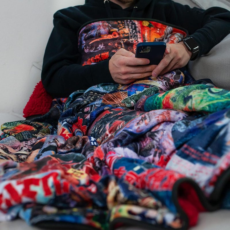 Godzilla Surreal Entertainment Movie Poster Oversized Plush Throw Blanket | Cozy Sherpa Cover For Sofa, Bed Super Soft Fleece Official Kaiju Monster Gojira Collectible 76 x 54 Inches, Red, One Size - Image 5