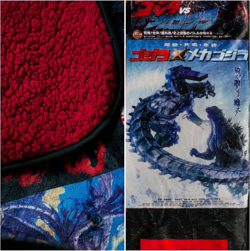 Godzilla Surreal Entertainment Movie Poster Oversized Plush Throw Blanket | Cozy Sherpa Cover For Sofa, Bed Super Soft Fleece Official Kaiju Monster Gojira Collectible 76 x 54 Inches, Red, One Size - Image 3