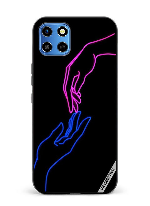 Protective Case Cover For Infinix Smart 6 HD Hands In Neon Lights Design Multicolour