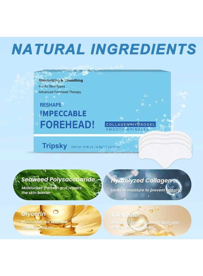 Tripsky Forehead Wrinkle Patches, Overnight Facial Wrinkle Patches With Collagen, Forehead Wrinkles Treatment Jelly Pads Softening Fine Lines - Image 2
