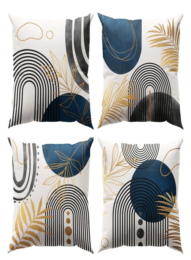 DZGlobal Grey and Blue Throw Pillows Boho Pillow Covers 20x20 Abstract Geometric Pillow Covers Mid Century Modern Decor for Sofa Bed Living Room Couch Set of 4 - Image 1