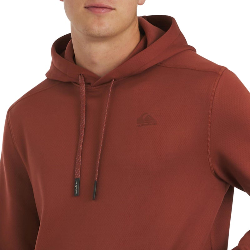 Quiksilver Men's Regular Fit Active Performance Heavyweight Jacquard Mesh and Polar Fleece Pullover Hoodie, Rust, Small - Image 2