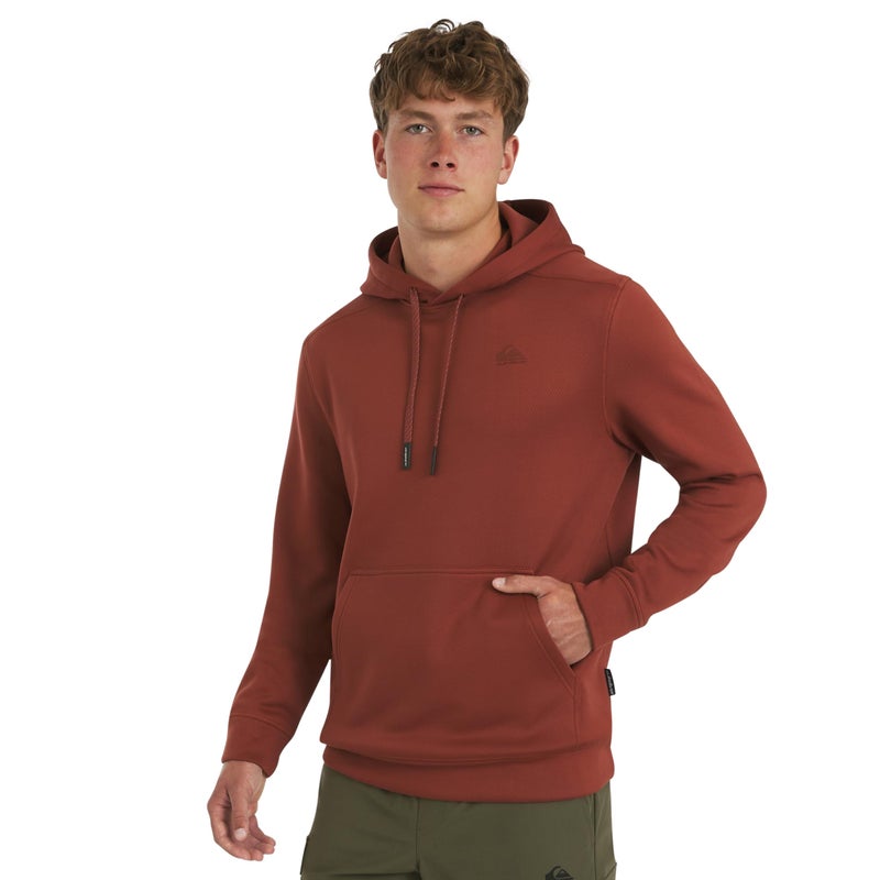 Quiksilver Men's Regular Fit Active Performance Heavyweight Jacquard Mesh and Polar Fleece Pullover Hoodie, Rust, Small - Image 1