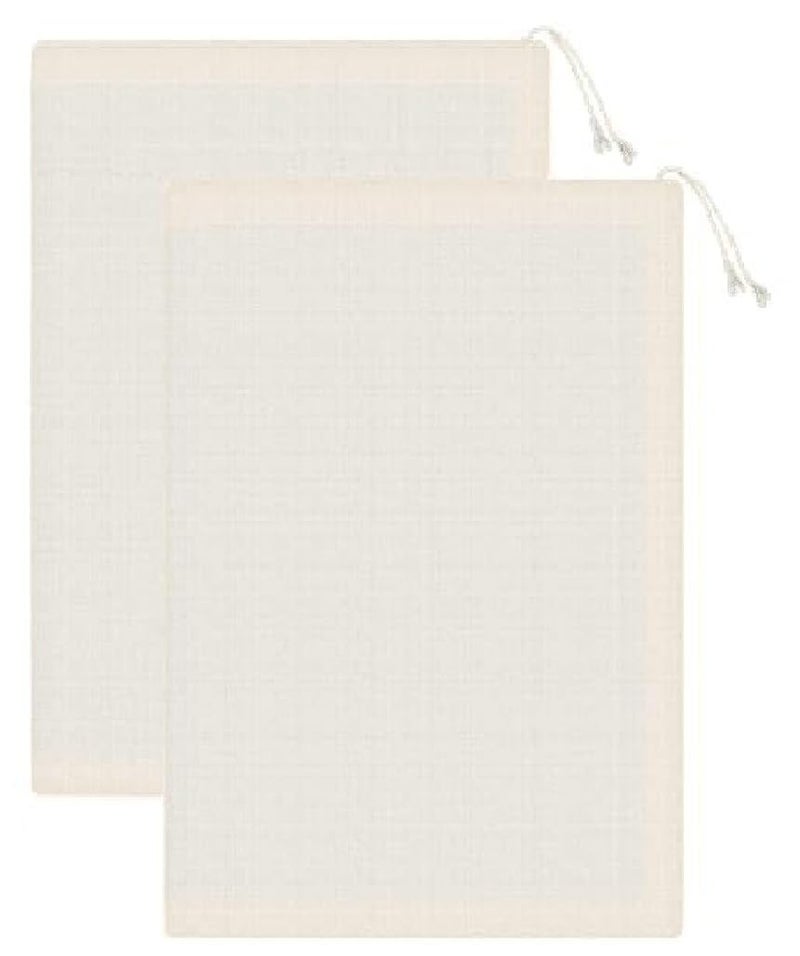WUD 2 PCs Muslin Cheese Cloth Bag for Kitchen Unbleached Reusable Cotton Bags for Straining Juice as Strainer Masala Potli Spice Bag Paneer Curd Cheese Sprouting Beans12x8 inches - Image 1