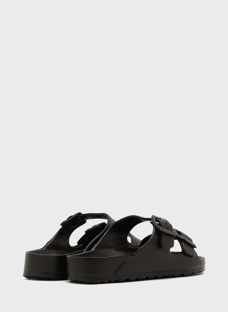 Ginger Double Buckle Strap Footbed Slides