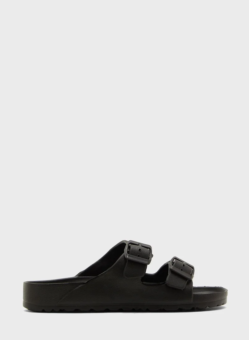 Ginger Double Buckle Strap Footbed Slides