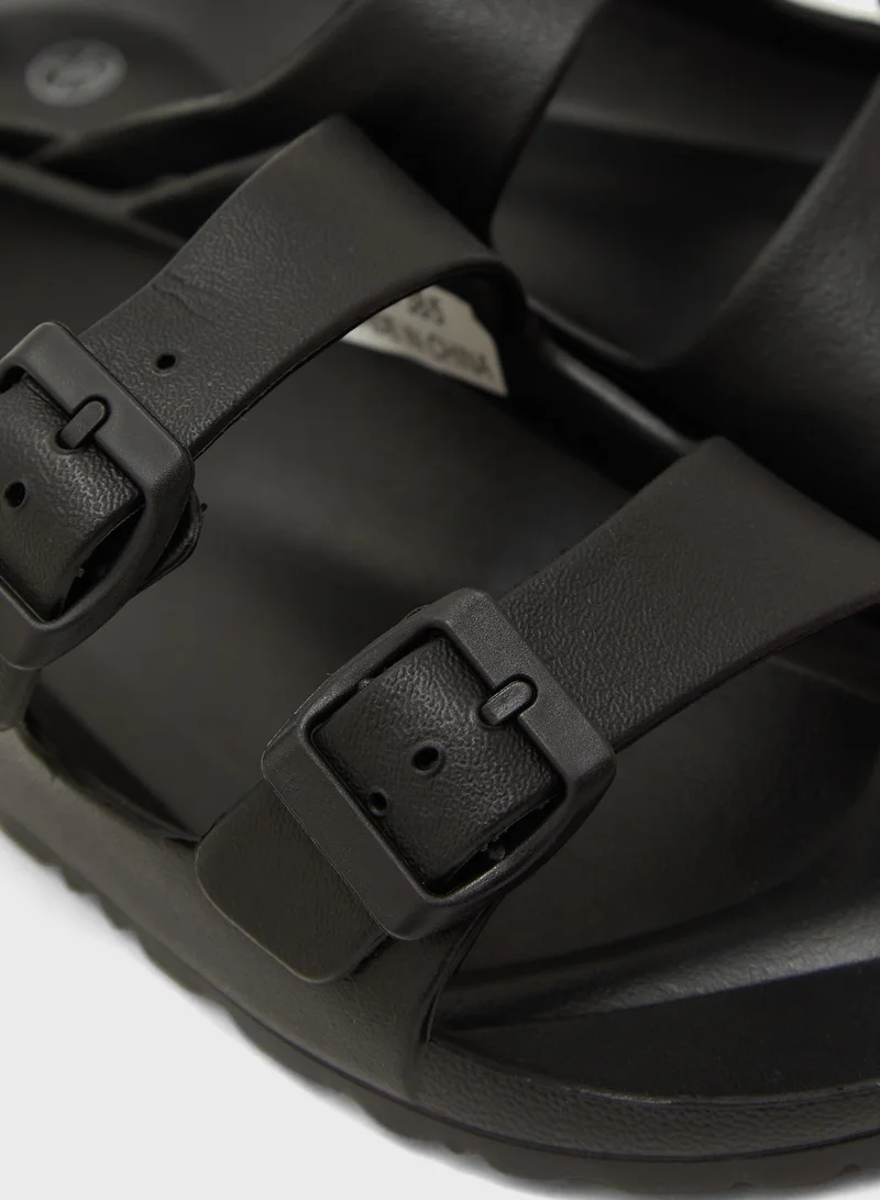 Ginger Double Buckle Strap Footbed Slides
