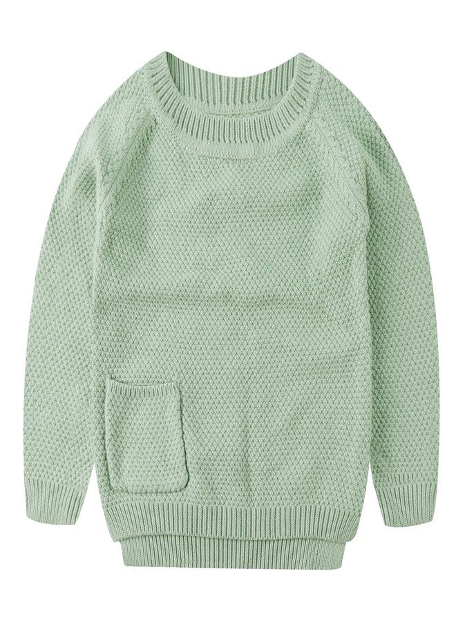 Peecabe Toddler Baby Girl Boy Cable Knit Sweater Cotton Infant Pullover Crewneck Long Sleeve Sweatshirt Fall Winter (Sage Green, 3T) - Image 1