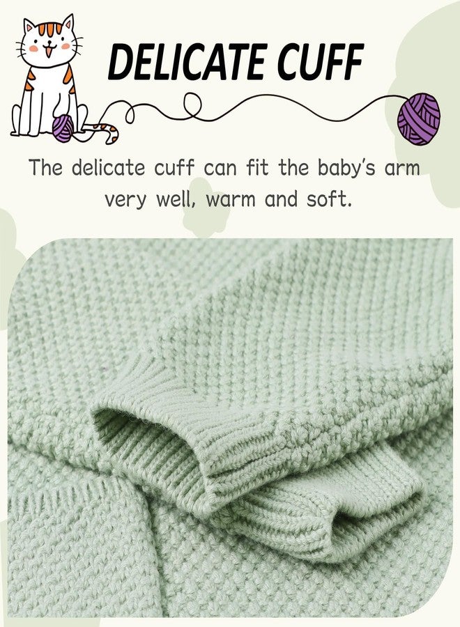 Peecabe Toddler Baby Girl Boy Cable Knit Sweater Cotton Infant Pullover Crewneck Long Sleeve Sweatshirt Fall Winter (Sage Green, 3T) - Image 4