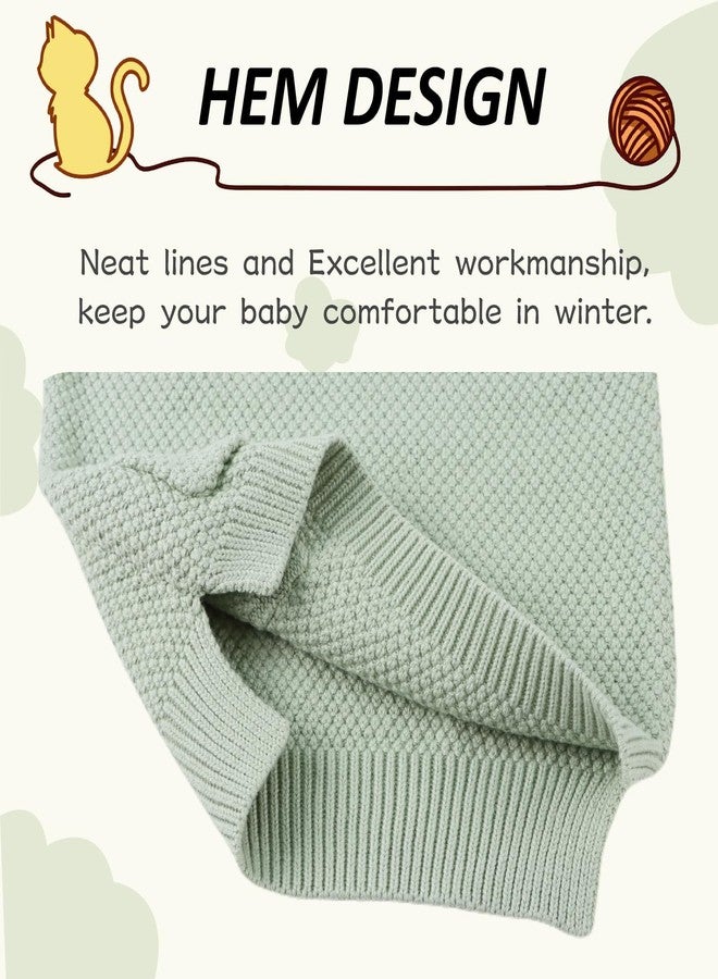 Peecabe Toddler Baby Girl Boy Cable Knit Sweater Cotton Infant Pullover Crewneck Long Sleeve Sweatshirt Fall Winter (Sage Green, 3T) - Image 5