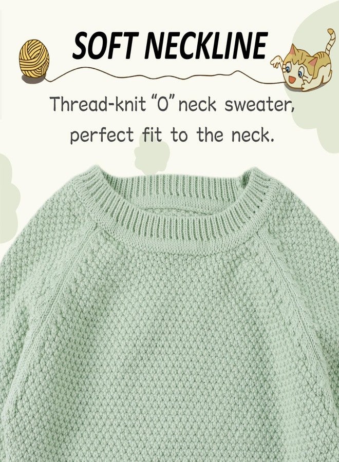 Peecabe Toddler Baby Girl Boy Cable Knit Sweater Cotton Infant Pullover Crewneck Long Sleeve Sweatshirt Fall Winter (Sage Green, 3T) - Image 3