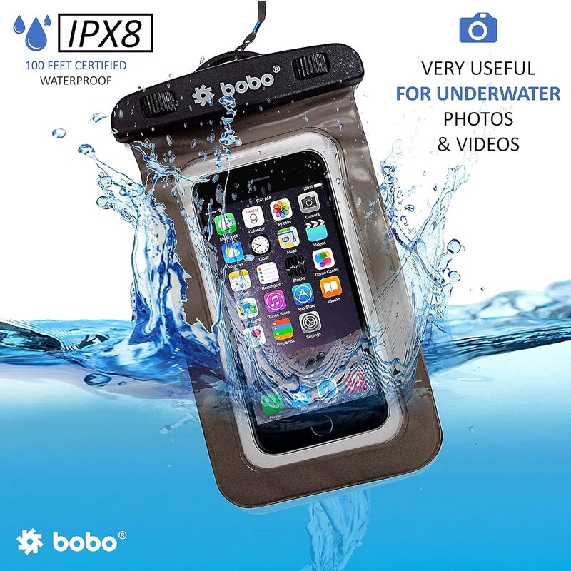 BOBO Universal Waterproof Pouch (Big Size) Cellphone Dry Bag Case for Smartphone – Grey (Pack of 2) - Image 2