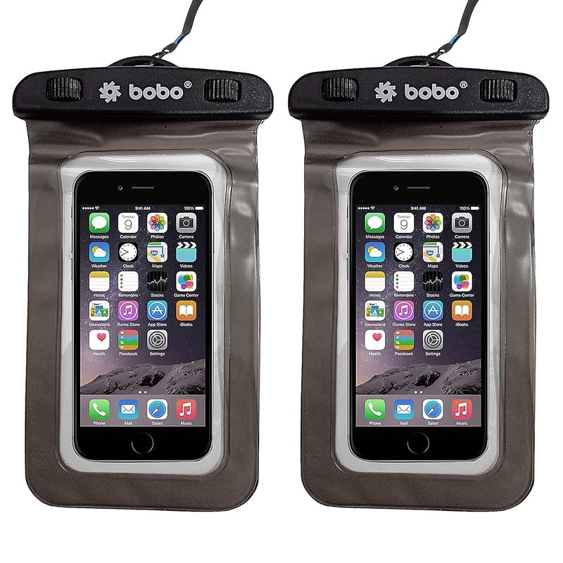 BOBO Universal Waterproof Pouch (Big Size) Cellphone Dry Bag Case for Smartphone – Grey (Pack of 2) - Image 1