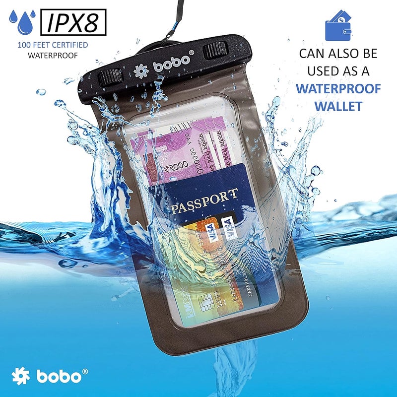 BOBO Universal Waterproof Pouch (Big Size) Cellphone Dry Bag Case for Smartphone – Grey (Pack of 2) - Image 3