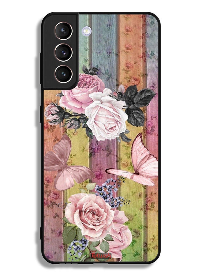 Tolwak Samsung Galaxy S21 Plus 5G Protective Case Cover Peach Butterflies And Roses - Image 3