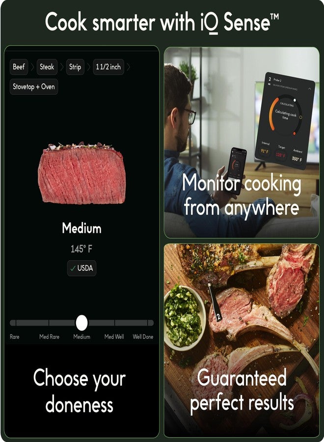 CHEF iQ Sense Smart Wireless Meat Thermometer with 3 Ultra-Thin Probes, Unlimited Range Bluetooth Meat Thermometer, Digital Food Thermometer for Remote Monitoring of BBQ Grill, Oven - Image 2