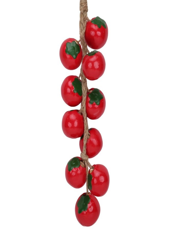 Woration Artificial Hanging Tomato Ornament Fake Lifelike Ceramics Red Tomatoes String Simulation Vegetable Decoration Garland Home Kitchen Farmhouse Porch 1Pack - Image 1