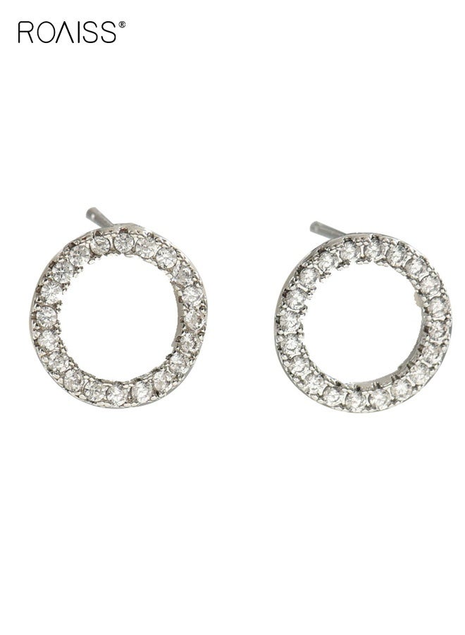 roaiss Sweet Fresh Geometric Earrings for Women Versatile Inlaid Zircon High End Niche Design Studs Ear Accessories - Image 5