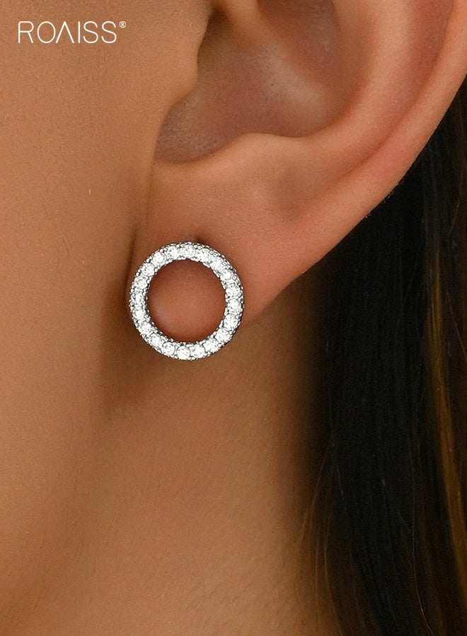 roaiss Sweet Fresh Geometric Earrings for Women Versatile Inlaid Zircon High End Niche Design Studs Ear Accessories - Image 4