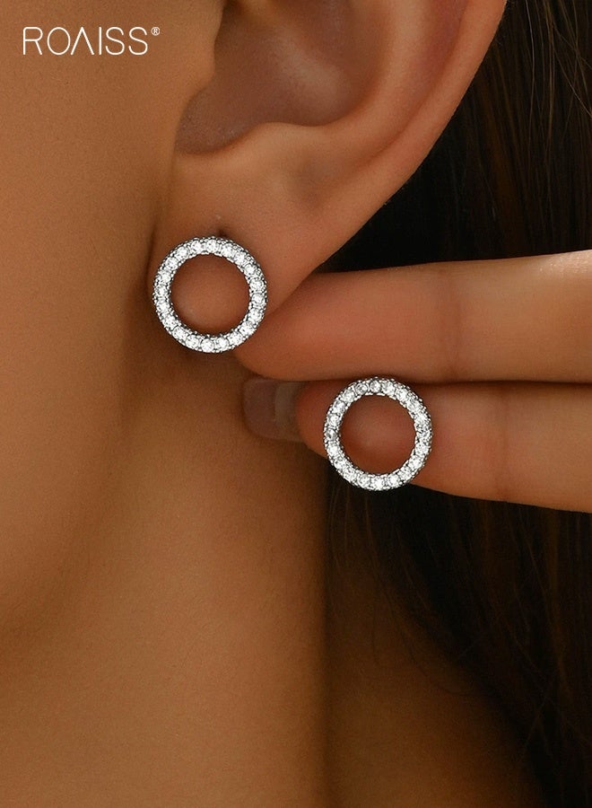 roaiss Sweet Fresh Geometric Earrings for Women Versatile Inlaid Zircon High End Niche Design Studs Ear Accessories - Image 1