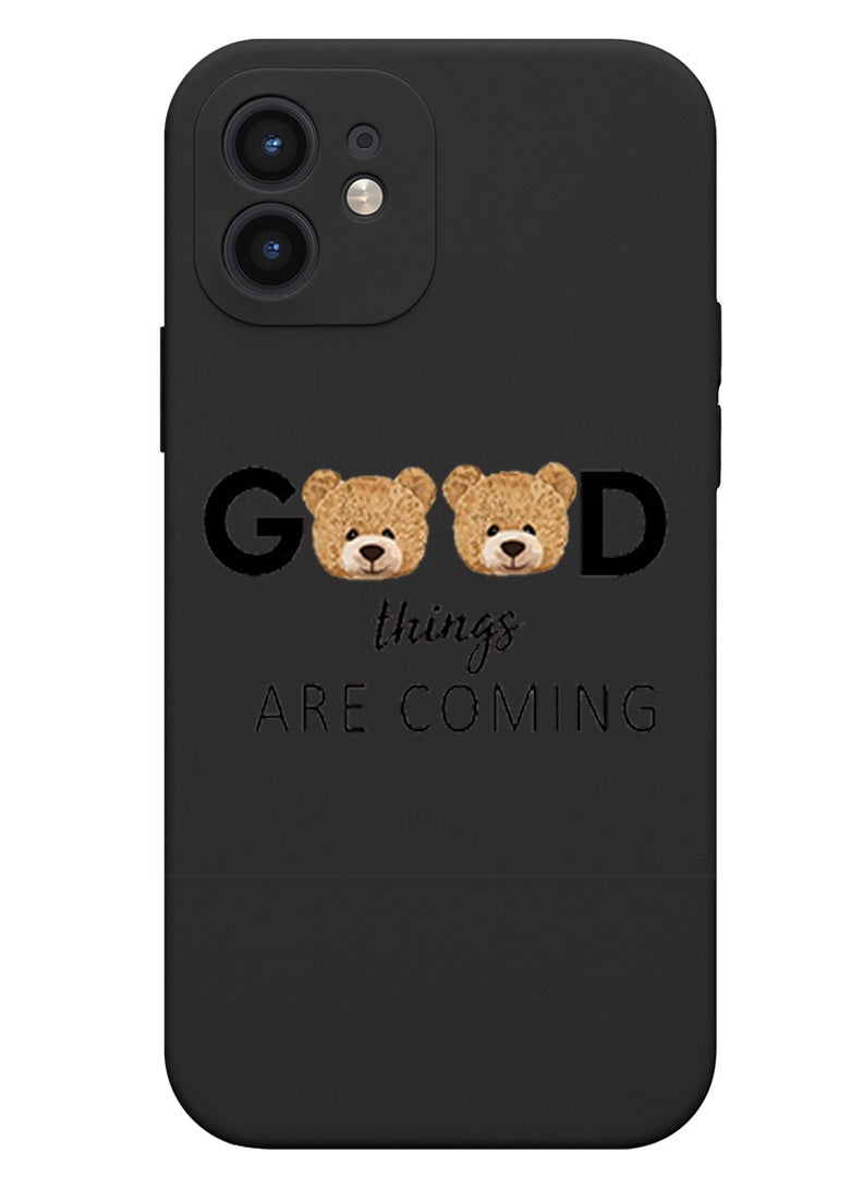 Theodor Protective Slim Fit Case Liquid Silicone Cover with Full Body Protection Anti-Scratch Shockproof Case For iPhone 12 Black  - Good time copy  - Image 1