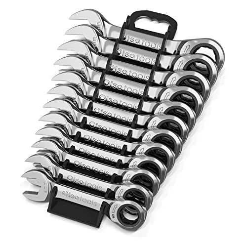 Olsa Tools 12pc Metric Ratchet Wrench Set, 120 Tooth, Stubby, Chrome Vanadium Steel - Image 1