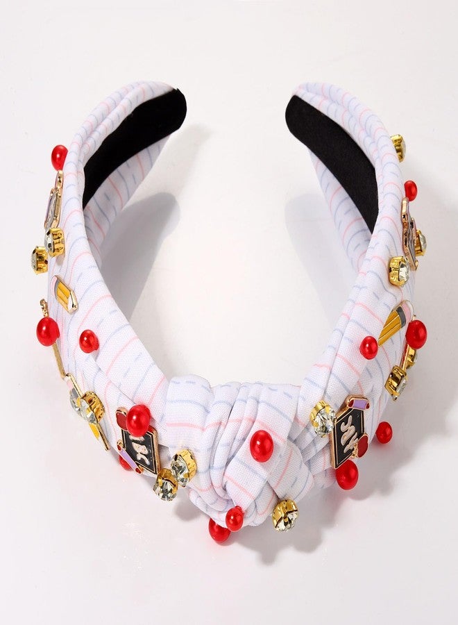 boderier Teacher Headbands for Women Jeweled Crystal Knotted Headband Pencil ABC Embellished Headband Back to School Hair Accessory Teacher Appreciation Gifts - Image 2