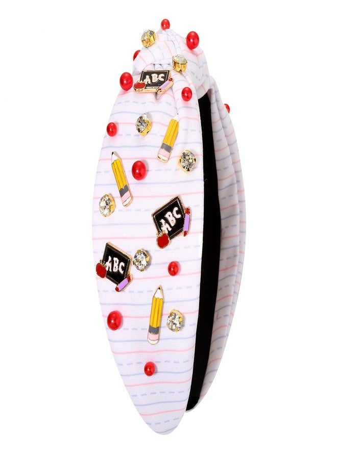 boderier Teacher Headbands for Women Jeweled Crystal Knotted Headband Pencil ABC Embellished Headband Back to School Hair Accessory Teacher Appreciation Gifts - Image 5