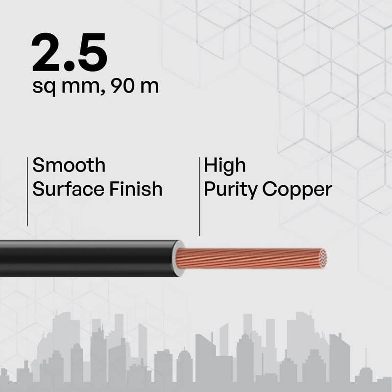 Polycab Etira 2.5sqmm 90M coil | Flame Retardant | 99.97% high purity copper | PVC insulated housewire [Black] - Image 2